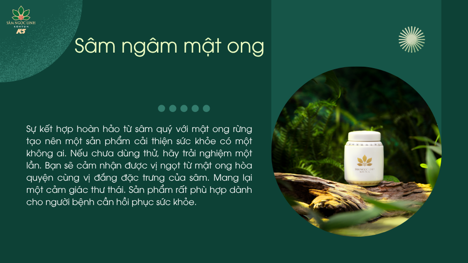 Sâm ngâm mật ong giúp bồi bổ cơ thể.