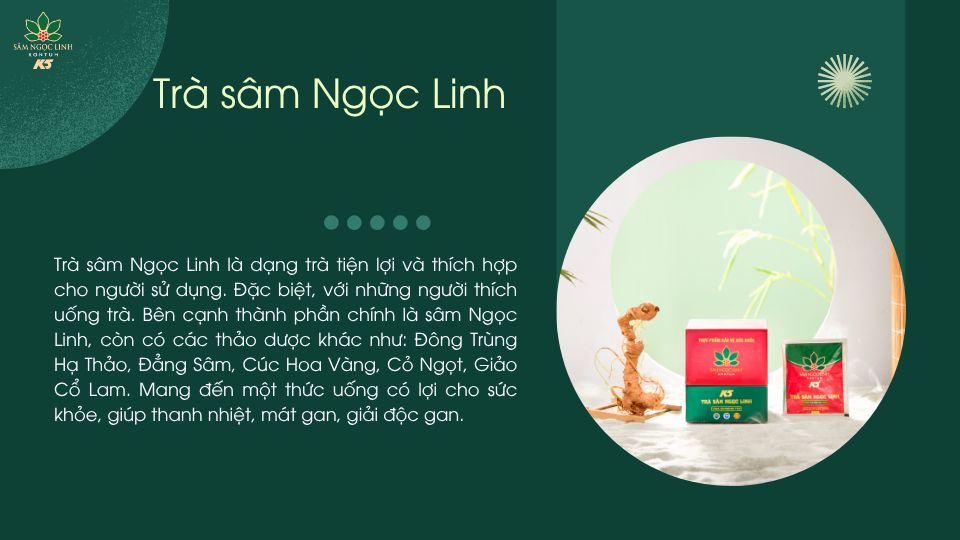 Trà sâm Ngọc Linh giúp thanh nhiệt, thải độc gan.